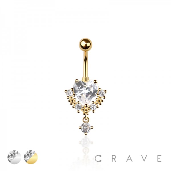 316L SURGICAL STEEL CZ HEART NON DANGLE BELLY BUTTON NAVEL RING 316L SURGICAL STEEL CZ HEART NON DANGLE BELLY BUTTON NAVEL RING